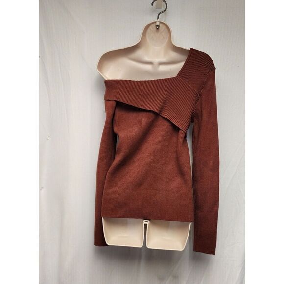 Anrabess Womens Off Shoulder Pullover Long Sleeve Sweater Size XL Color Brown - Picture 6 of 8